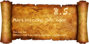 Martiniczky Sándor névjegykártya